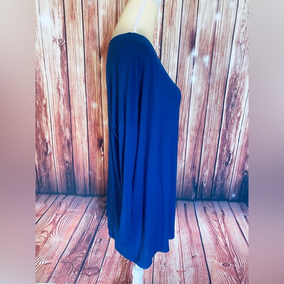 Women’s Medium Tunic Piko Dark Blue Soft Stretch Oversized 3/4 Sleeves - Picture 4 of 11